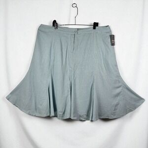Miss Lili Skirt Woman 3X Blue Linen Blend‎ Flare Lined Career Casual Plus Size